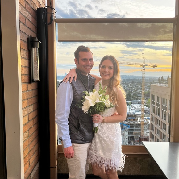 Aidan Mattox Sequined Feather Trimmed Shift Dress - Picture 3 of 3